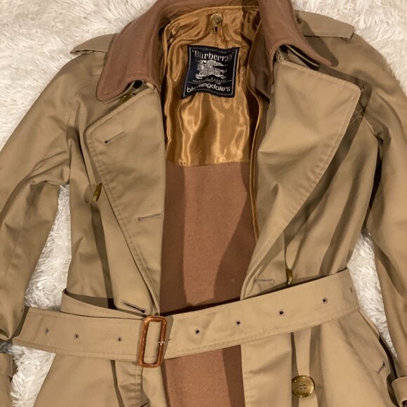 Vintage 90s Burberry Camel Wool Lined Kensington Chelsea Coat Medium Novacheck - Picture 10 of 16